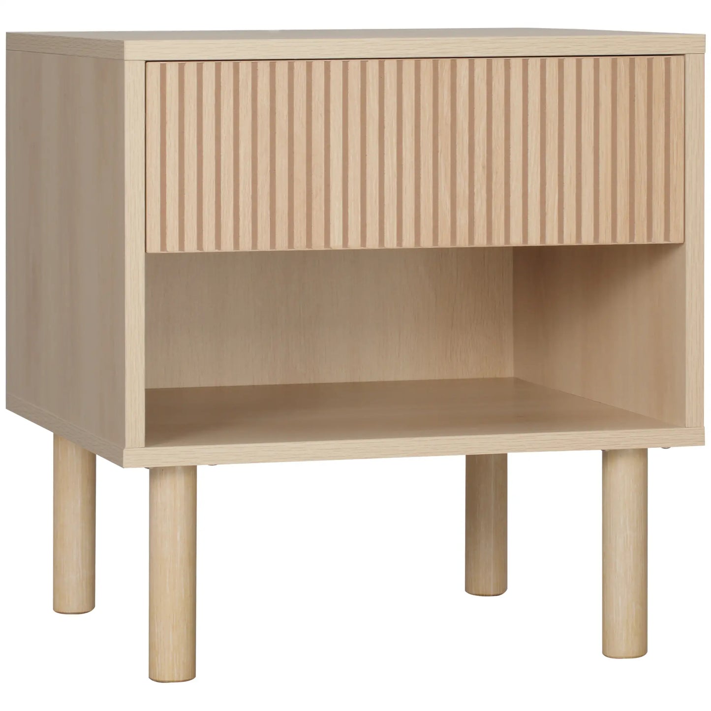 Modern Bedside Table with Drawer, Open Shelf, Natural Bedside Tables at Gallery Canada