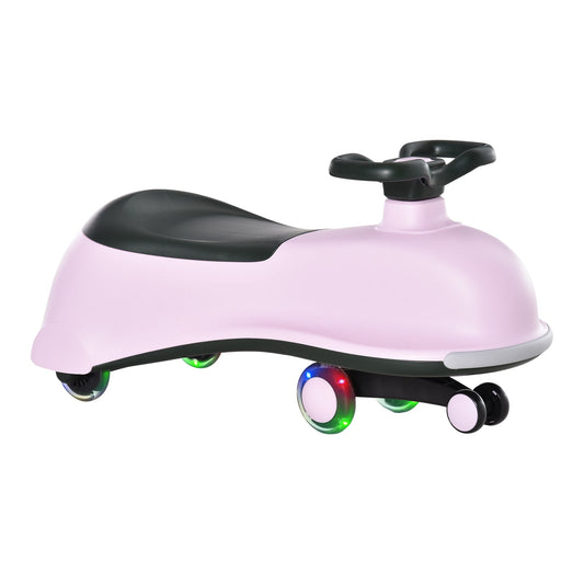 Ride on Wiggle Car w/LED Flashing Wheels, Swing Car for Toddlers, No Batteries, Gears or Pedals - Twist, Turn, Wiggle Movement to Steer, for 18- 48 months dolphin shaped Pink+Black - Gallery Canada