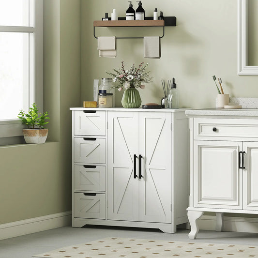 Farmhouse Bathroom Floor Cabinet, Adjustable Shelf, White Bathroom Cabinets White at Gallery Canada