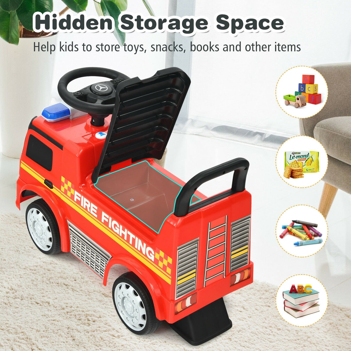 Licensed Mercedes Benz Kids Fire Engine Racer, Red Push & Pedal Ride On Toys at Gallery Canada