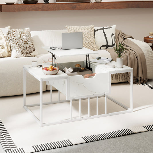 Lift Top Coffee Table With Hidden Storage, White Coffee Tables White at Gallery Canada