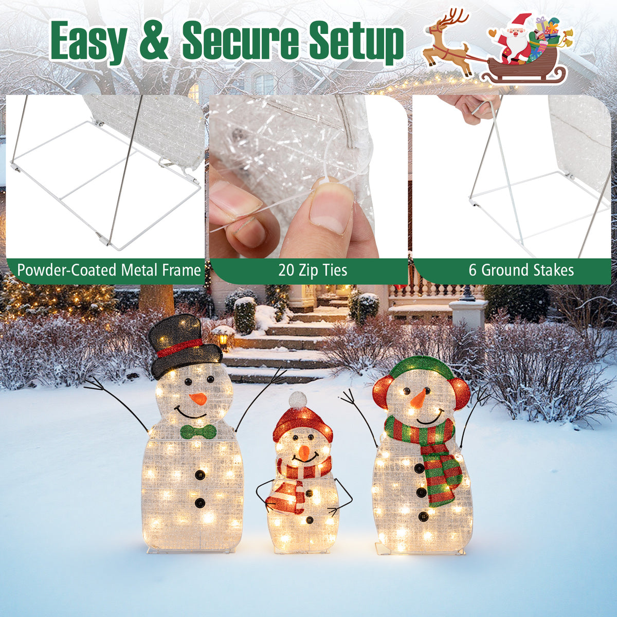 Lighted Snowman Family Christmas Decoration, 3-Piece Pre-Lit 2D Set, Multicolor Christmas Decor & Accessories at Gallery Canada