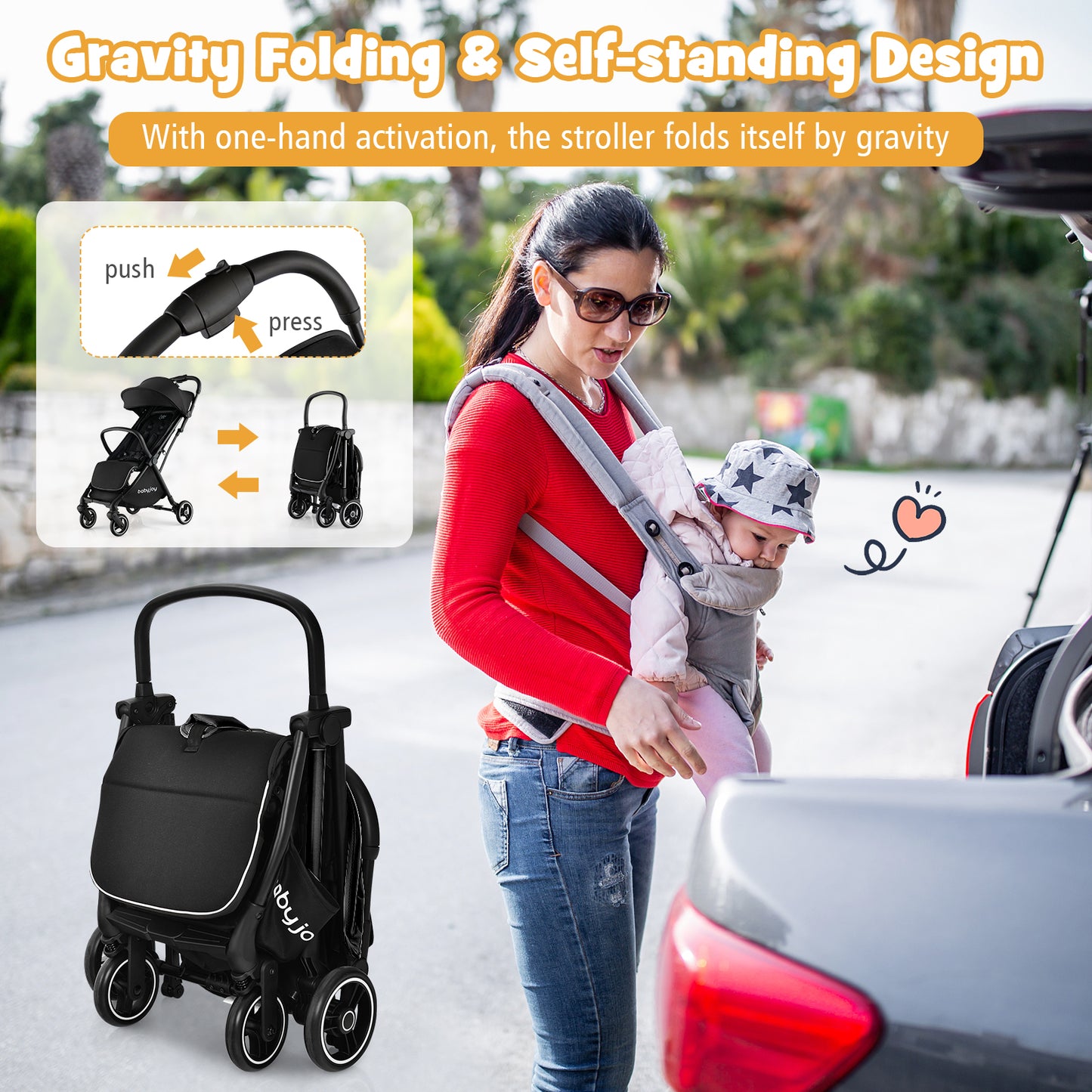 Lightweight Baby Stroller |Compact Travel Stroller for Airplane Fits Airplane Cabin & Overhead, Black Baby Strollers at Gallery Canada