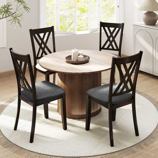 Linen Fabric Wooden Dining Chair Set Of 4, Gray Dining Chairs Gray at Gallery Canada
