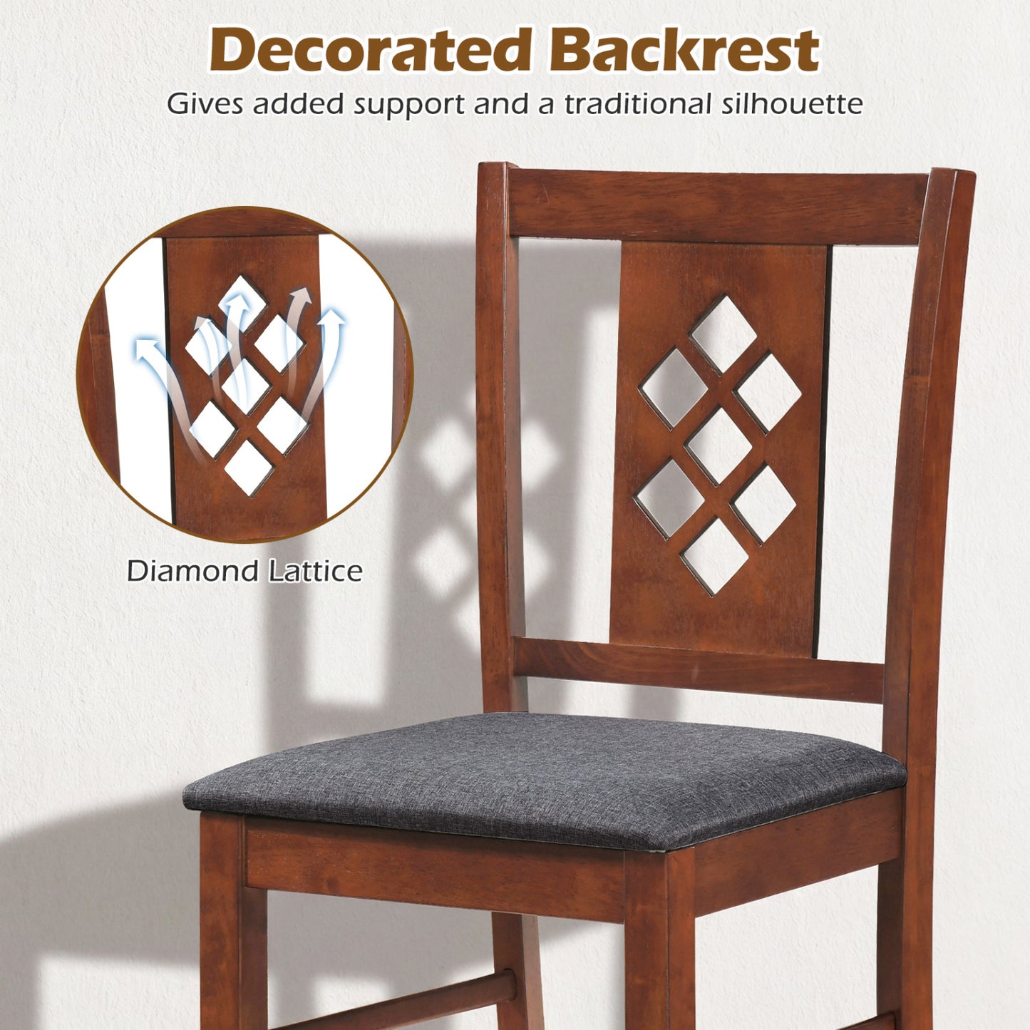 Linen Style Upholstered Kitchen Chairs with Wood Frames Set of 4, Cherry Dining Chairs at Gallery Canada