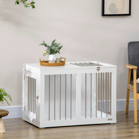 31.5" Dog Crate Furniture, Double Doors, Medium Dogs, White Houses, Kennels & Pens White at Gallery Canada