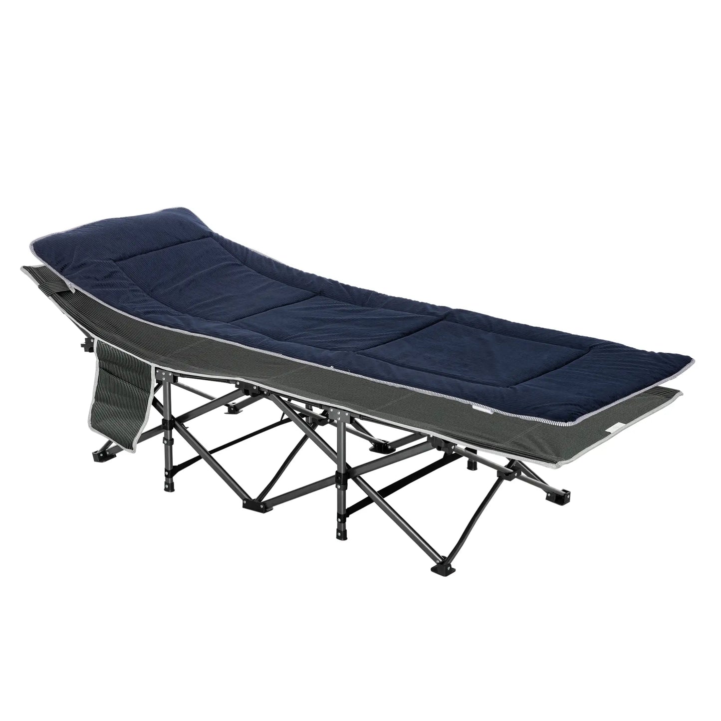 Folding Camping Cot with Mattress, Pillow, Double Layer Oxford, Carry Bag, Grey and Blue, Grey, Blue Camping Cots at Gallery Canada