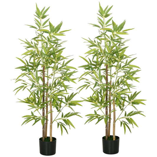 Set of 2 4ft Artificial Tree, Indoor Fake Bamboo with Pot, for Home Office Living Room Decor - Gallery Canada