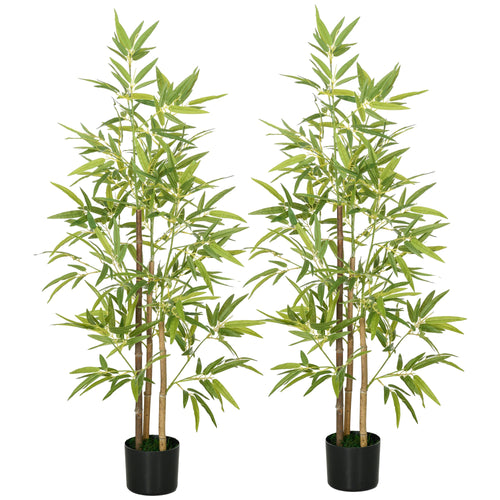 Set of 2 4ft Artificial Tree, Indoor Fake Bamboo with Pot, for Home Office Living Room Decor