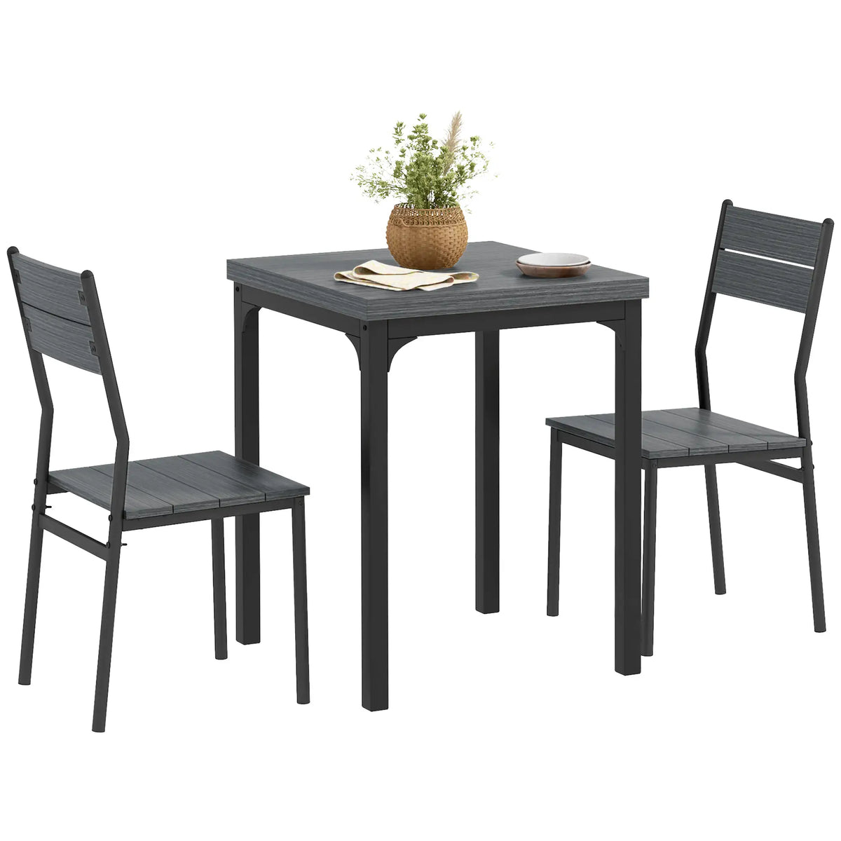 Dining Table Set for 2, 3 Piece, Metal Legs, Grey Dining Table Sets at Gallery Canada