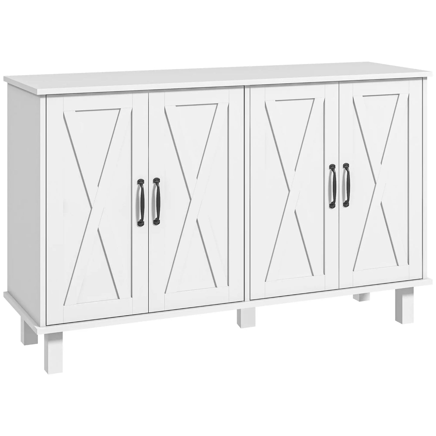Kitchen Sideboard Cabinet, 4 Barn Doors, 2 Adjustable Shelves, White Bar Cabinets at Gallery Canada