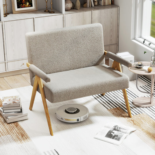 Loveseat Sofa with Armrests and Wooden Legs, Gray Sofas & Loveseats Gray at Gallery Canada