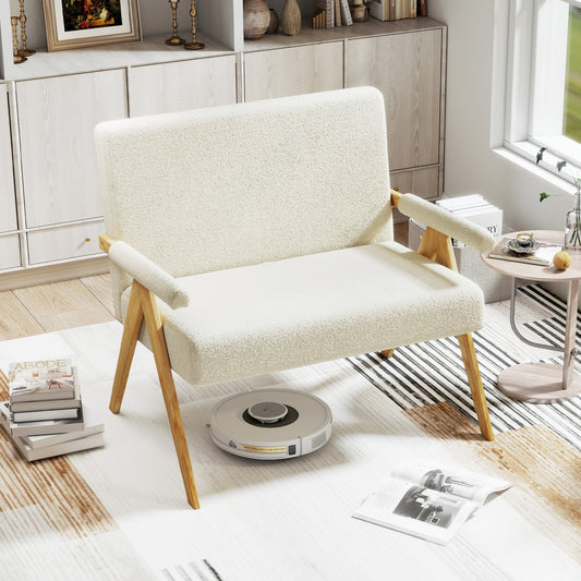 Loveseat Sofa with Armrests and Wooden Legs, Beige Sofas & Loveseats Beige at Gallery Canada