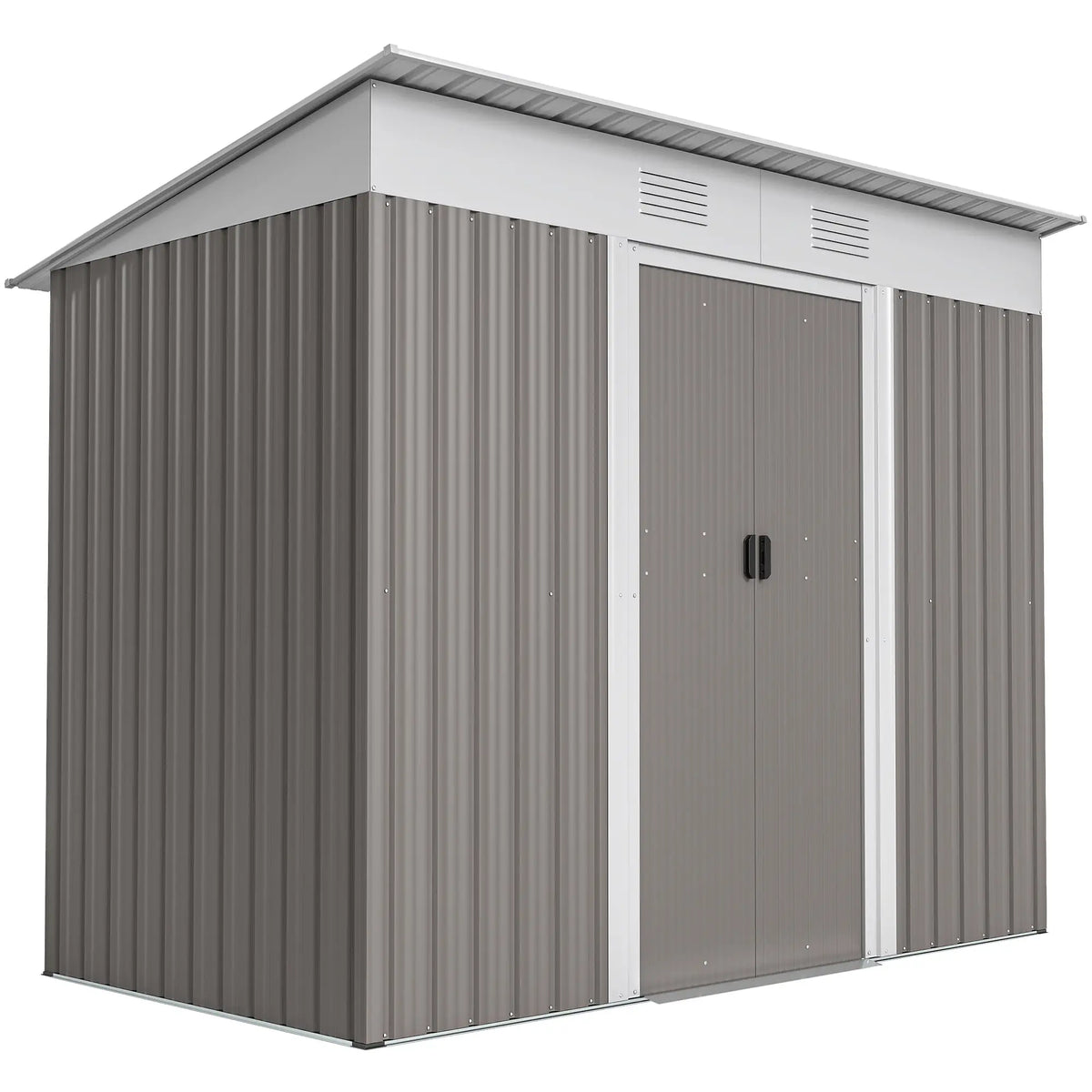 7' x 3.6' Outdoor Storage Shed, Metal Garden Tool Organizer, Light Grey Sheds at Gallery Canada