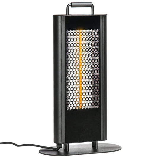Electric Patio Heater with Ultra-low Glare and 6 Heat Settings, 1200W Aluminium Alloy Freestanding Infrared Heater with Infrared Remote Control, Black - Gallery Canada