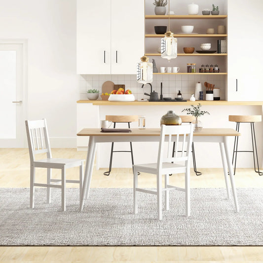 Dining Chairs Set of 2, Kitchen Chair, Pine Wood, White Bar Stools White at Gallery Canada