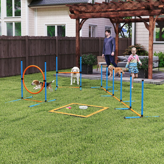 Dog Agility Training Equipment, 5PCS Obstacle Course Starter Kit With Bag Dog Agility Training Equipment Orange, Blue, Black at Gallery Canada