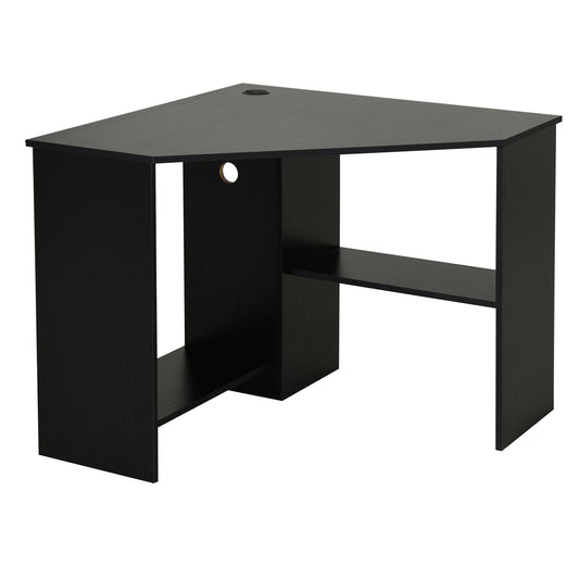 Corner Computer Desk with Storage Shelf, Writing Table Study Workstation for Home Office,Black at Gallery Canada