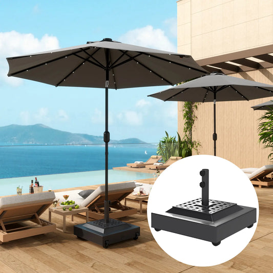 Outdoor Umbrella Base With Wheels, Heavy Duty, Black Umbrella Bases Black at Gallery Canada