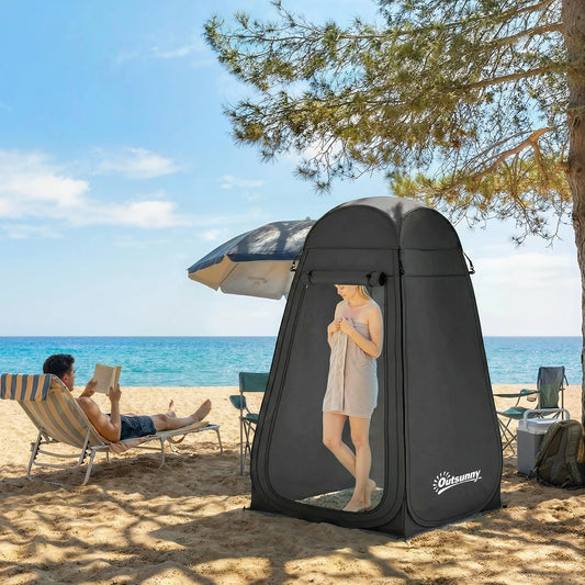 Pop Up Shower Tent, Portable Privacy Room, Black Camping Tents Black at Gallery Canada