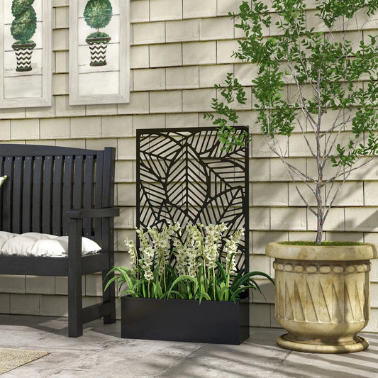 Metal Outdoor Raised Garden Bed, Privacy Screen, Black Raised Garden Beds Black at Gallery Canada