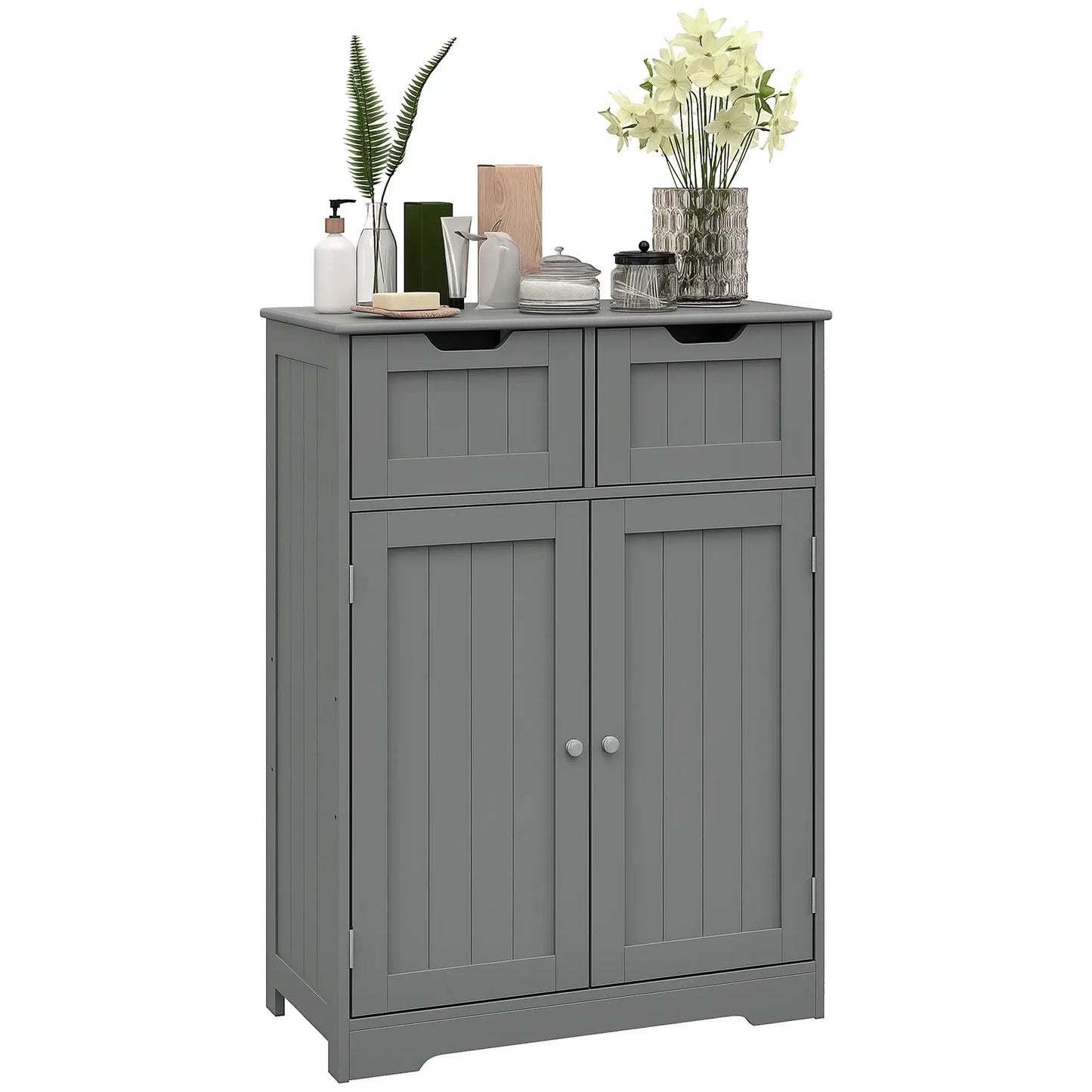 Bathroom Storage Cabinet, 2 Drawers, Adjustable Shelf, Grey Bathroom Cabinets at Gallery Canada