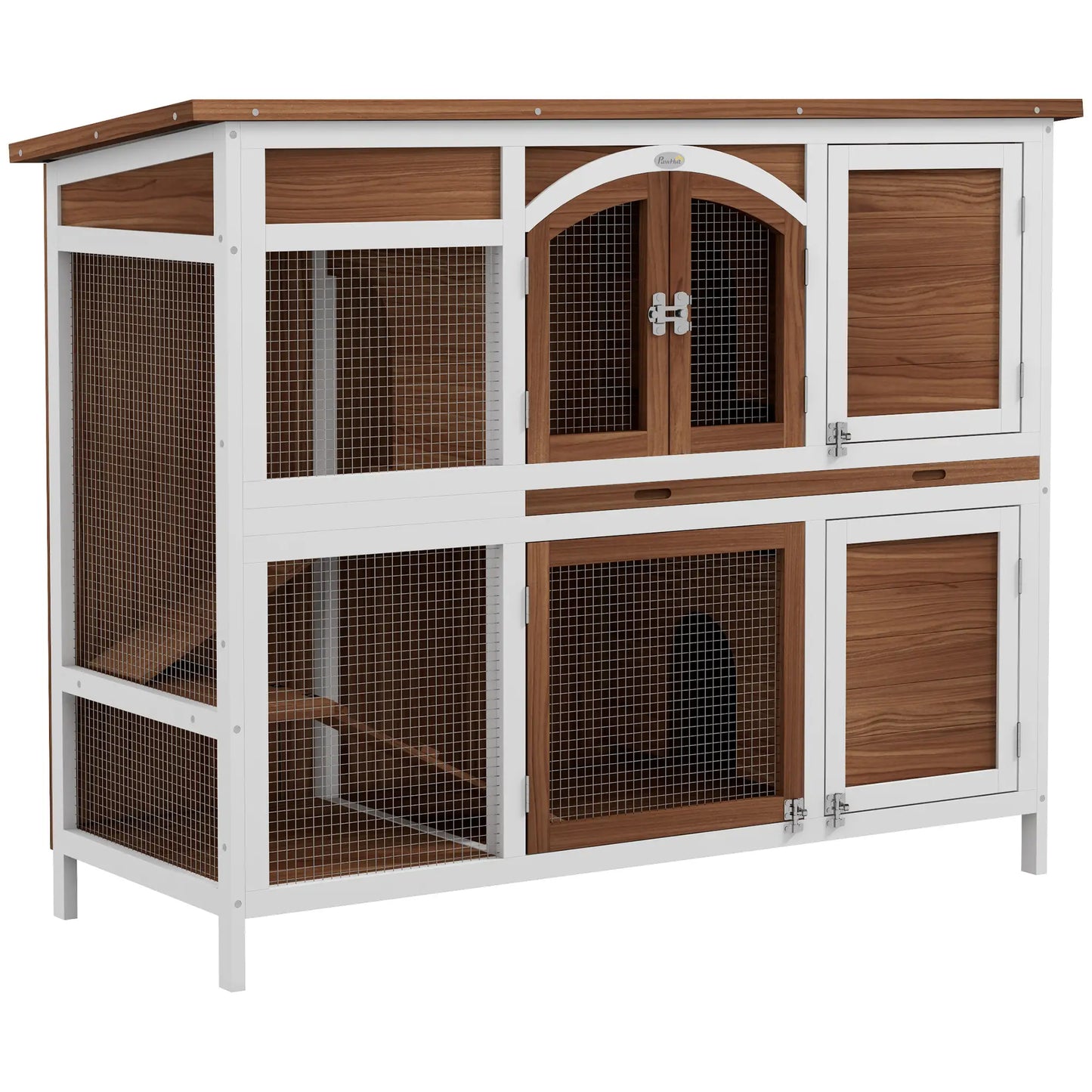 Two-Tier Wooden Rabbit Hutch, Openable Roof, Slide-Out Tray Rabbit Hutch at Gallery Canada
