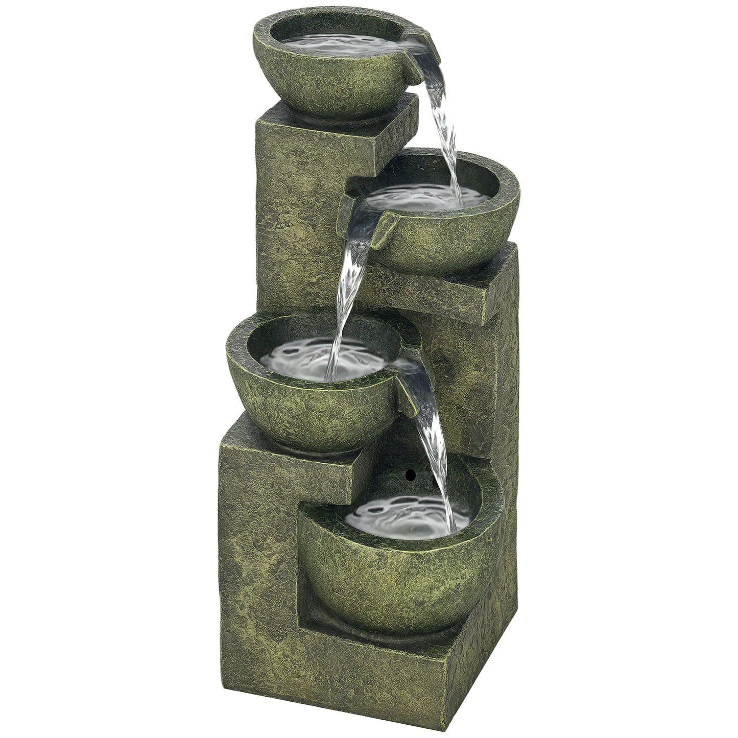4-Tier Stone Look Outdoor Water Fountain, Adjustable Flow, Black and Yellow Water Fountains at Gallery Canada