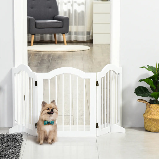 24"H Foldable Dog Gate, 3 Panels, Freestanding Pet Barrier, White Houses, Kennels & Pens White at Gallery Canada