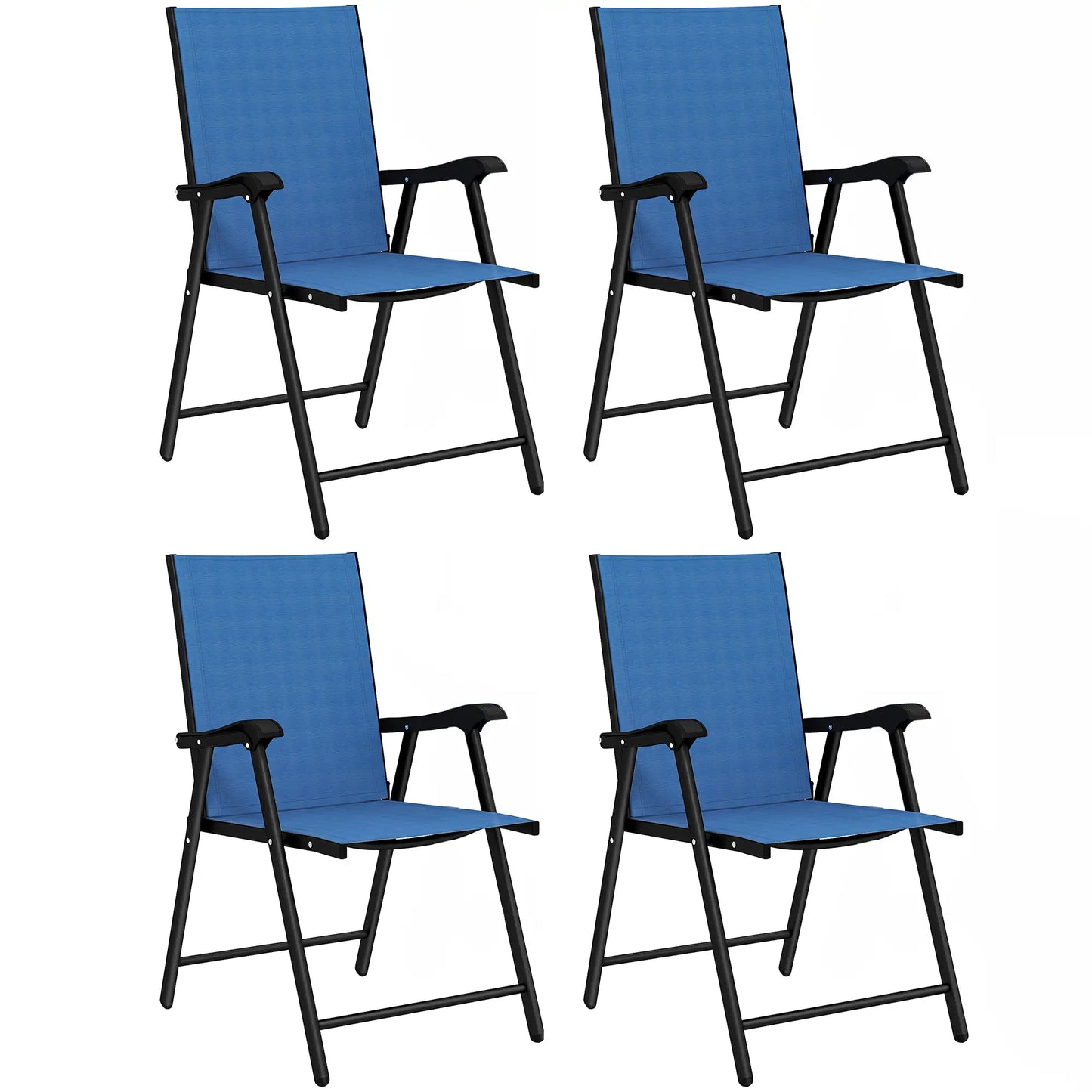 Folding Patio Chairs Set of 4, High Back Outdoor Dining Chairs, Blue Patio Chairs at Gallery Canada