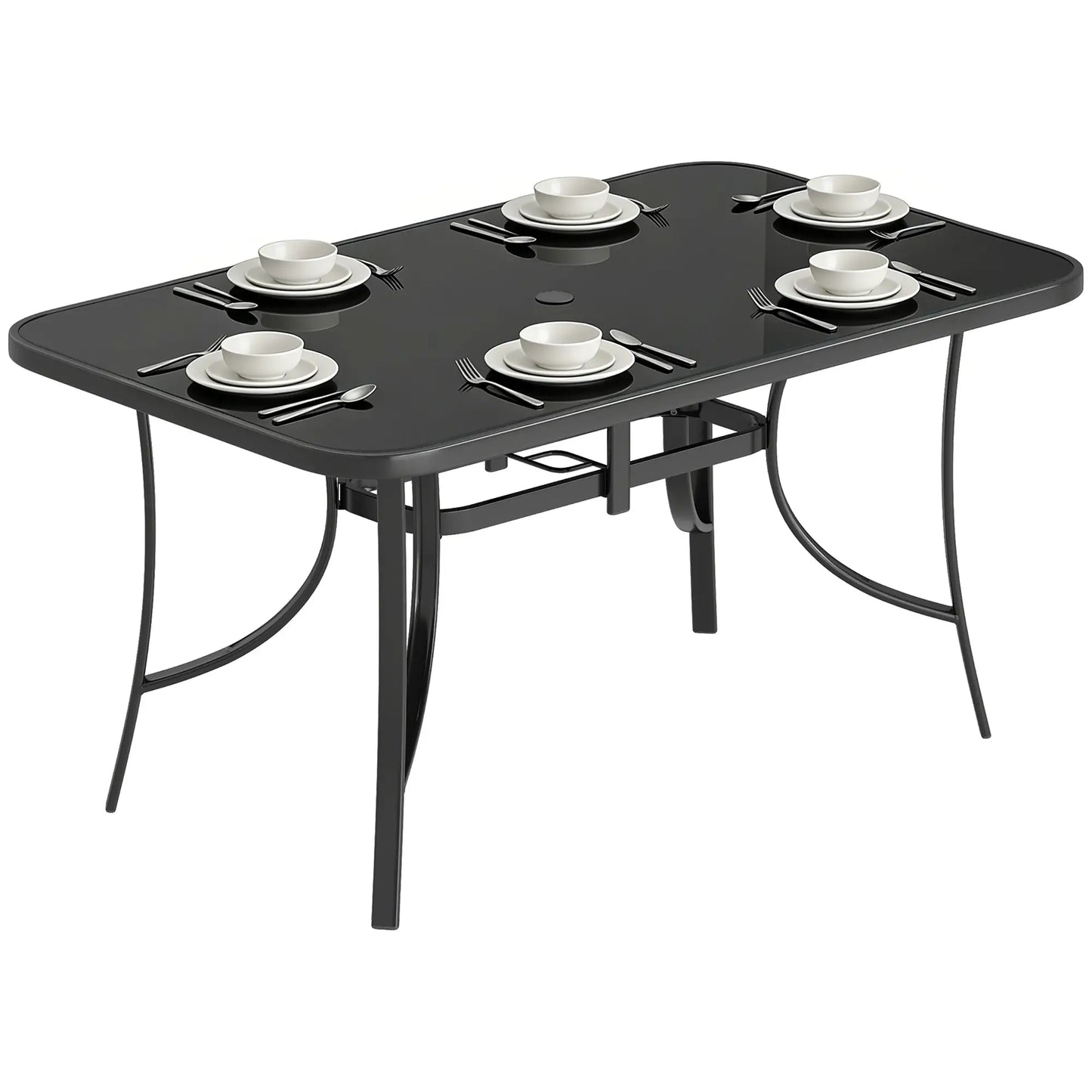 Outdoor Dining Table For 6, Metal Patio Table With Tempered Glass Top Patio Dining Tables at Gallery Canada