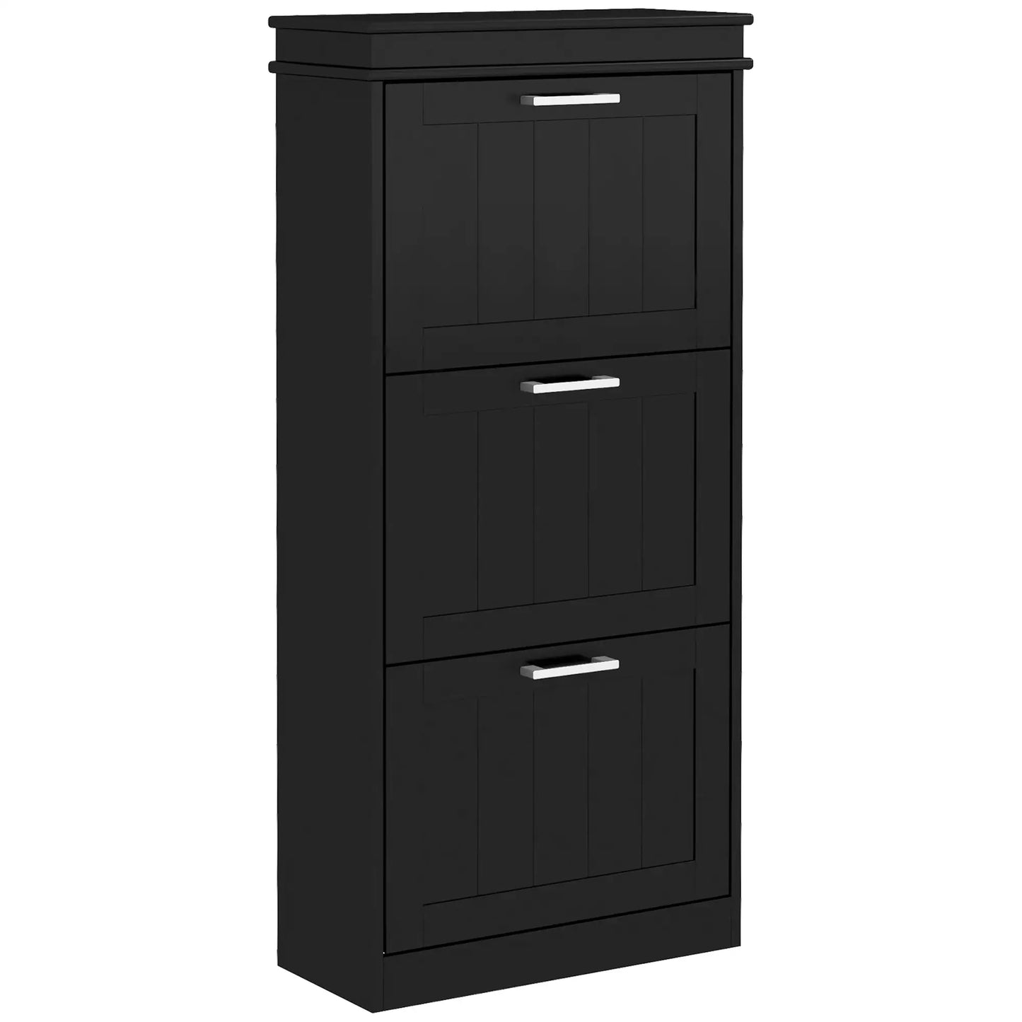 Slim Shoe Cabinet, 3 Flip Drawers, Adjustable Shelves, Holds 15 Pairs, Black Shoe Storage Cabinets & Racks at Gallery Canada