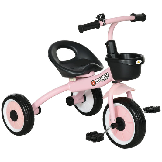 Tricycle for Toddler 2-5 Year Old Girls and Boys, Toddler Bike with Adjustable Seat, Basket, Bell, Pink - Gallery Canada