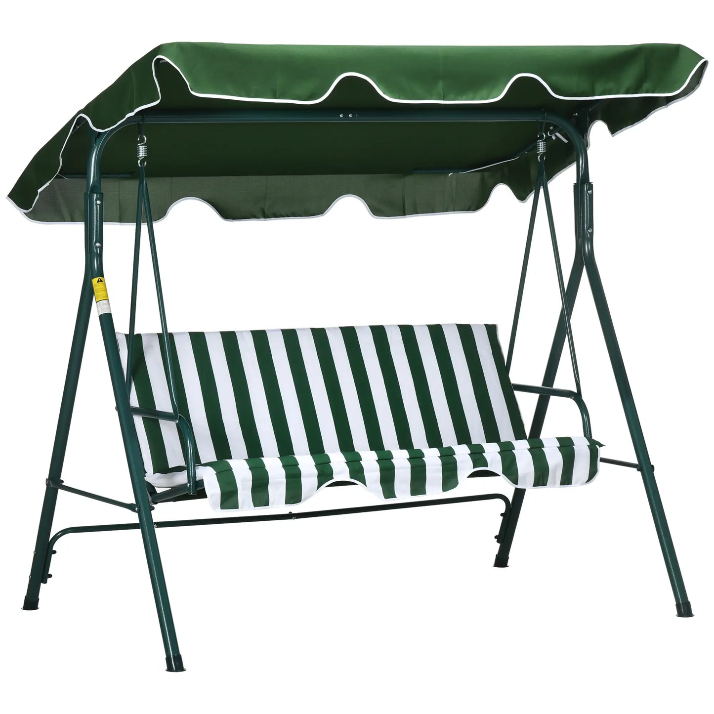 3-Seater Outdoor Porch Swing, Adjustable Canopy, White, Green Porch Swings with Canopy at Gallery Canada