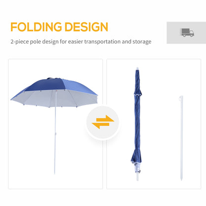 7.5ft 2-in-1 Umbrella Shelter Beach Sport Umbrella with Silver Coated UV50 Protection, Blue at Gallery Canada