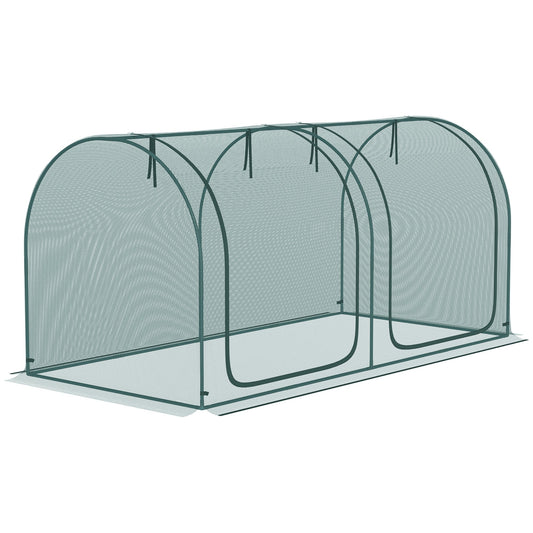 8' x 4' Crop Cage, Plant Protection Tent, with Two Zippered Doors and 4 Ground Stakes, for Garden, Yard, Lawn, Green at Gallery Canada