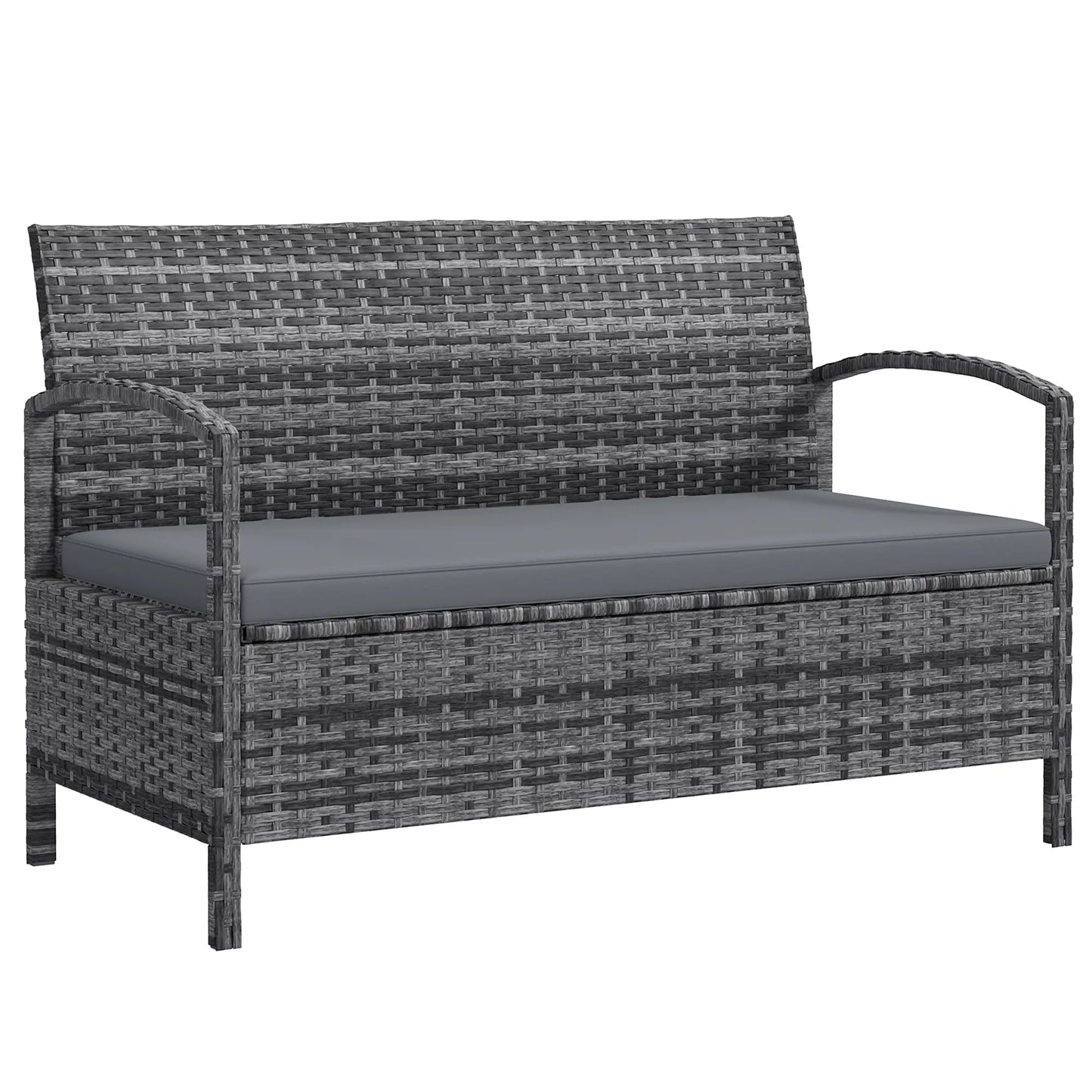33 Gallon Outdoor Storage Bench, Wicker Deck Box Patio Seat, Grey Outdoor Benches at Gallery Canada