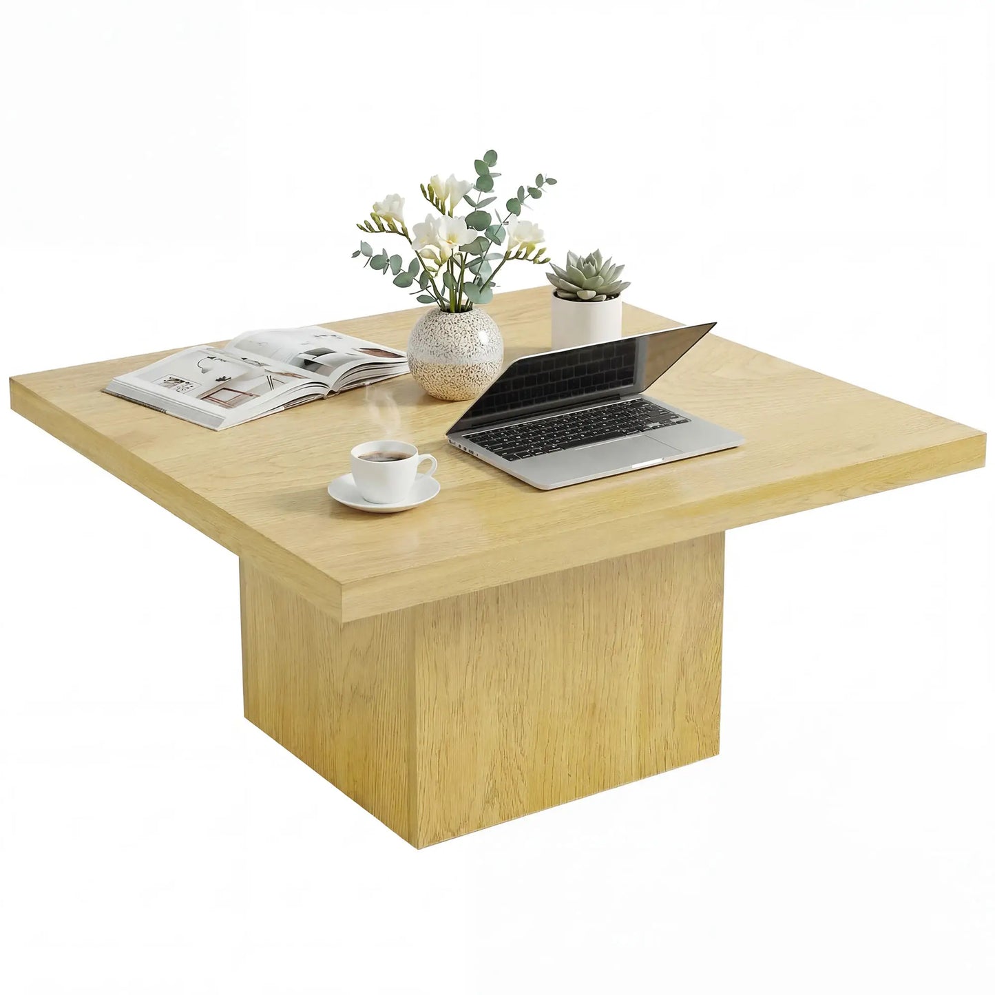 Square Coffee Table, 1.6" Thick Tabletop, Natural Wood Coffee Tables at Gallery Canada
