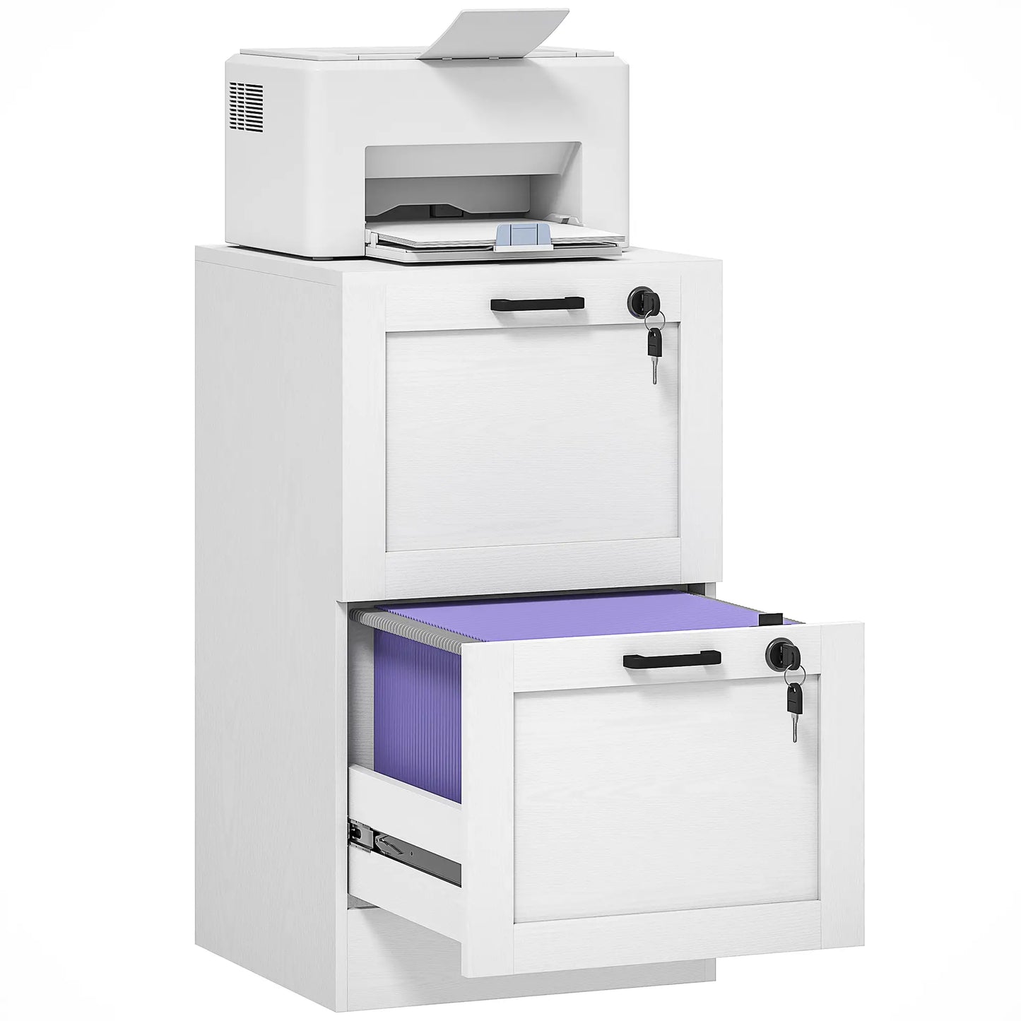 Vertical Filing Cabinet, 2 Drawers With Lock, A4 Letter Size, White Office Cabinets & Cupboards at Gallery Canada