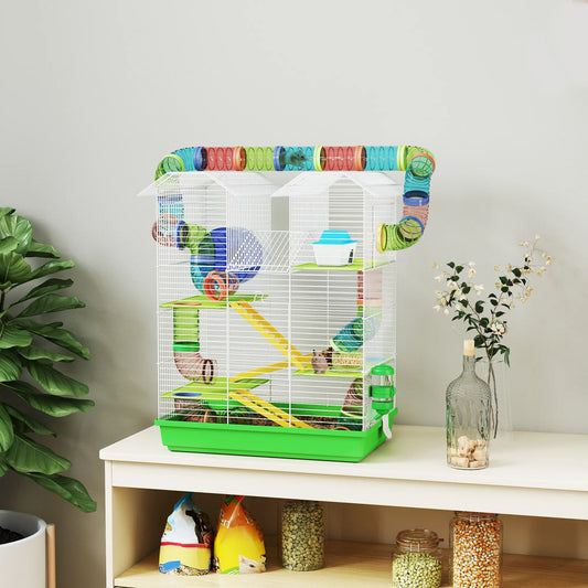 18.5" Hamster Cage, 5 Tiers, Tunnel Tube System, Exercise Wheel, Water Bottle, Green Hamster Cages Green at Gallery Canada