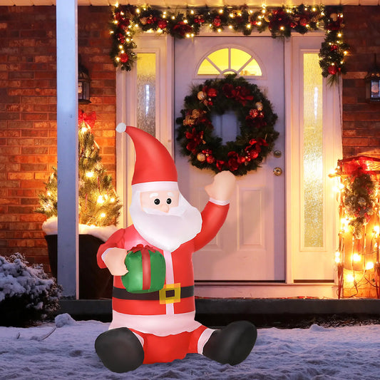 3.9ft Christmas Inflatable Santa Claus, Gift Box Christmas Inflatables White, Red at Gallery Canada