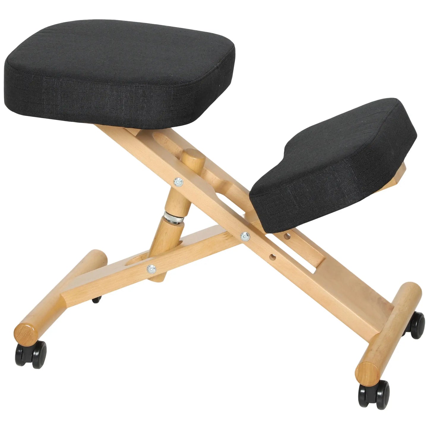 Ergonomic Kneeling Chair, Rubberwood Frame, Rolling Wheels, Black Office Chairs at Gallery Canada