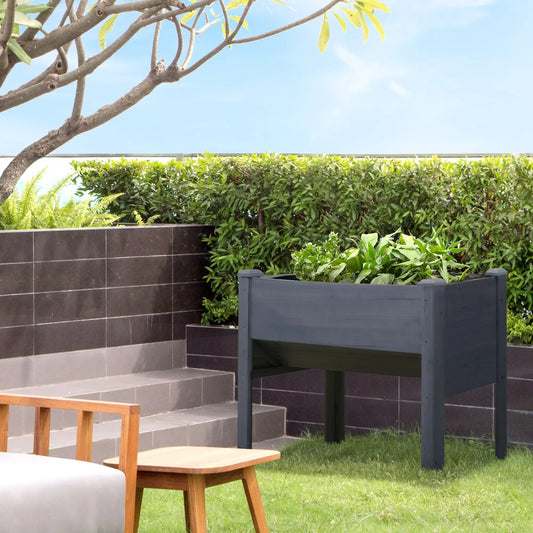 Wooden Raised Garden Stand, 48" x 24" x 32", Grey