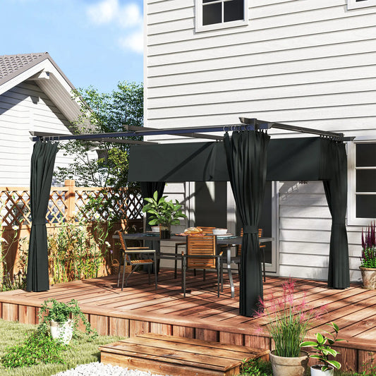 10' x 13' Pergola, Retractable Canopy, UPF30+ Sun Shade, Garden, Backyard Pergolas Dark Grey at Gallery Canada