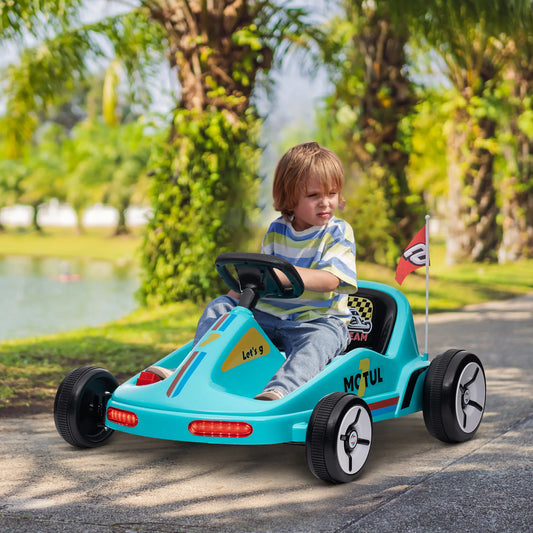6V Electric Go Kart for Kids 3-5, Music, Light, Horn, Blue Pedal Go Karts for Kids Blue at Gallery Canada