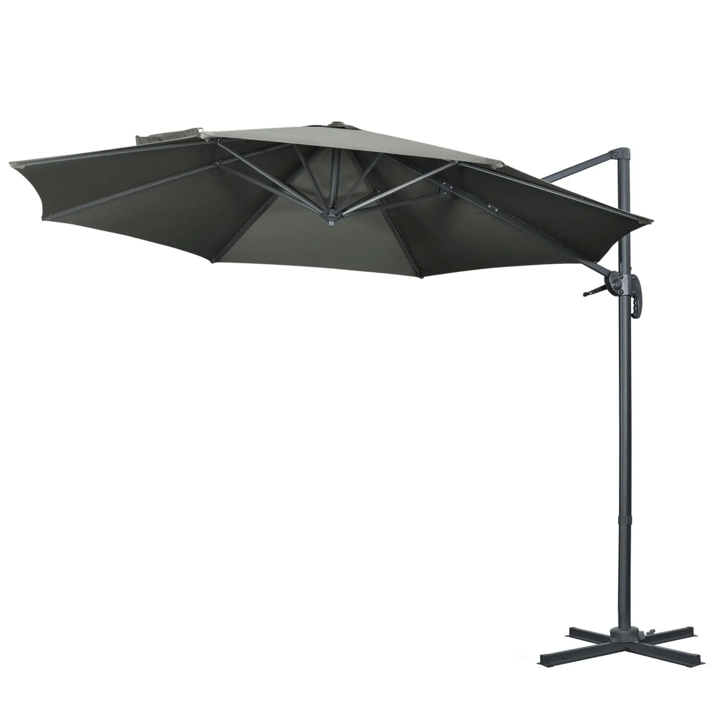 9.6' Cantilever Patio Umbrella, Outdoor Hanging, 360° Rotation, Grey Cantilever Umbrellas at Gallery Canada