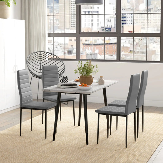 Modern Dining Chairs, Set of 4, High Back PU Leather, Metal Legs, Grey Bar Stools Grey at Gallery Canada