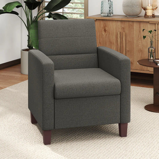 Modern Fabric Accent Chair, Seat Cushion, Non-Slip Pads, Dark Grey Accent Chairs Dark Grey at Gallery Canada