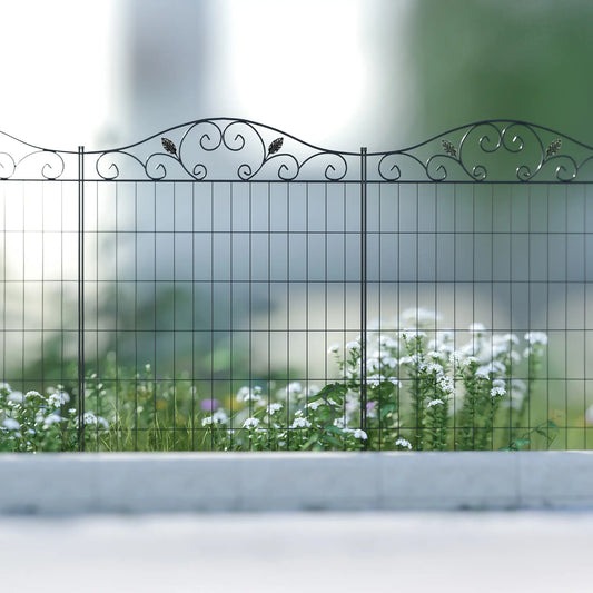 Garden Decorative Fence, 4 Panels 44in x 12ft, Steel Wire Border Edging Garden Fences Black at Gallery Canada
