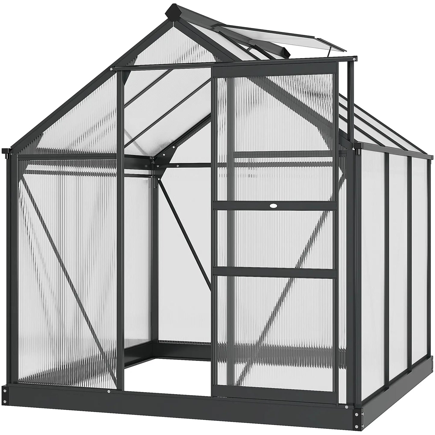 Greenhouse Kit, PC Board with Sliding Door, 6.2' x 6.3' x 6.6', Grey Walk In Greenhouses at Gallery Canada